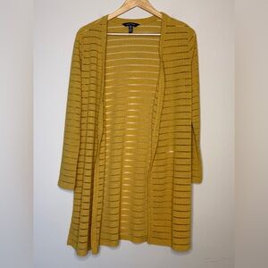 Ellen Tracy Mustard Striped Cardigan M